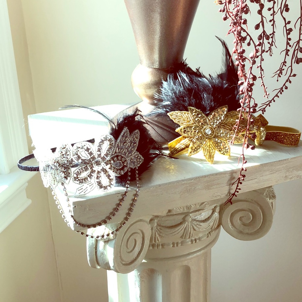 Two flapper style headbands